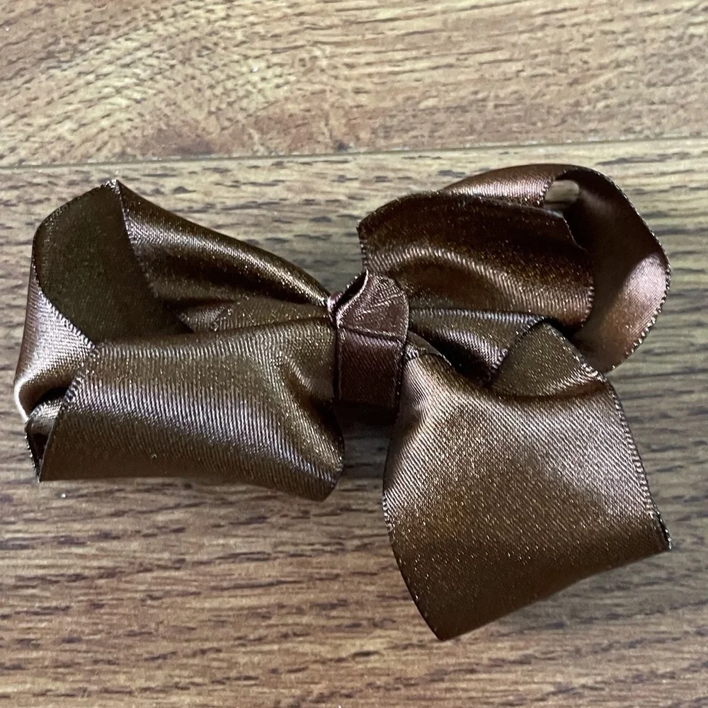 handmade brown bow ribbon hair clip